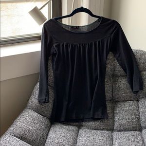 Simple, Three Quarter Sleeve Black Shirt